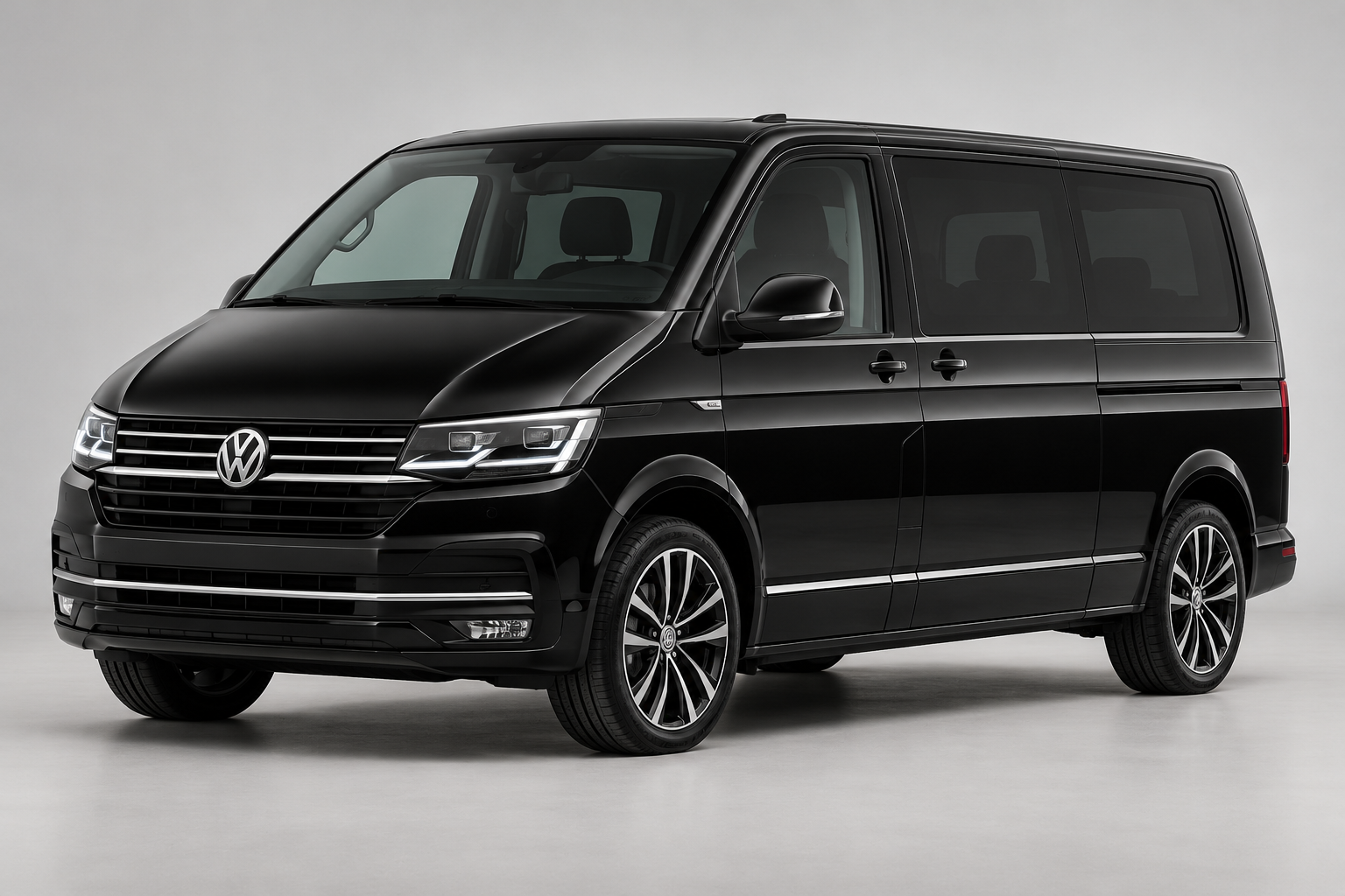 Schwarzer Volkswagen VIP Transporter, KI-generierte Modellillustration