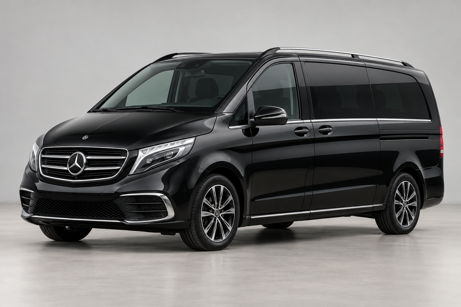 Schwarzer Mercedes-Benz VIP Vito, KI-generierte Modellillustration